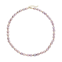 Peach Freshwater Pearl 6-8mm Necklace (18-20 Inches) in Goldtone