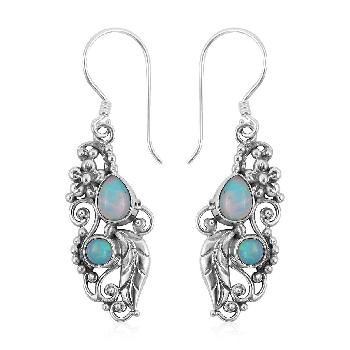 Bali Legacy Premium Ethiopian Welo Opal Earrings in Sterling Silver 10 Grams 1.15 ctw
