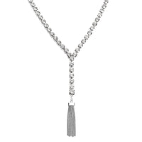 Austrian Crystal Lariat Necklace 28-30 Inches in Silvertone