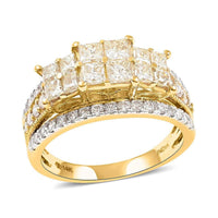 14K Yellow Gold Natural Yellow and White Diamond SI Ring 5.20 Grams 2.00 ctw