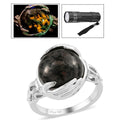 Natural Yooperlite Solitaire Ring in Platinum Over Sterling Silver 7.35 ctw with Free UV Torch - Sticky add to cart bar