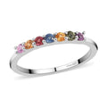 Multi Sapphire 7 Stone Band Ring in Sterling Silver (Size 7.0) 0.35 ctw - Sticky add to cart bar