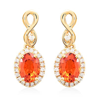 Certified & Appraised  Iliana 18K Yellow Gold AAA Songea Sapphire and G-H SI Diamond Earrings 2.53 Grams 2.25 ctw