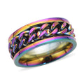 Cuban Chain Spinner Ring in ION Plated Rainbow Stainless Steel - Sticky add to cart bar