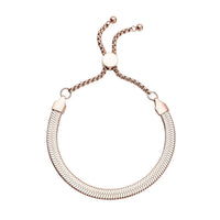 Herringbone Bracelet With Adjustable Ball in ION Plated Rose Gold Stainless Steel (6-9In)