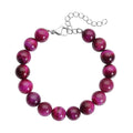 Bi-Color Tiger's Eye Beaded Bracelet in Stainless Steel (7-9In) 120.00 ctw - Sticky add to cart bar