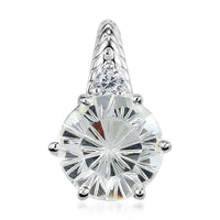 White Crystal Carving Cut and Simulated Diamond Pendant in Sterling Silver 5.55 ctw