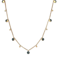 GP Celestial Dream Collection Blue Diamond Moon Phase Necklace 20 Inches in Vermeil Yellow Gold Over Sterling Silver 0.50 ctw