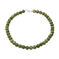 Blue Multi Jasper (D) Beaded Necklace 18 Inches in Sterling Silver 250.00 ctw