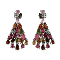 Multi-Tourmaline Chandelier Earrings in Platinum Over Sterling Silver 7.25 ctw