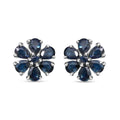 Indigo Sapphire and White Zircon Floral Stud Earrings in Platinum Over Sterling Silver 2.25 ctw - Sticky add to cart bar