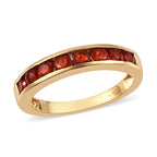 Crimson Fire Opal Half Eternity Band Ring in Vermeil Yellow Gold Over Sterling Silver 0.50 ctw