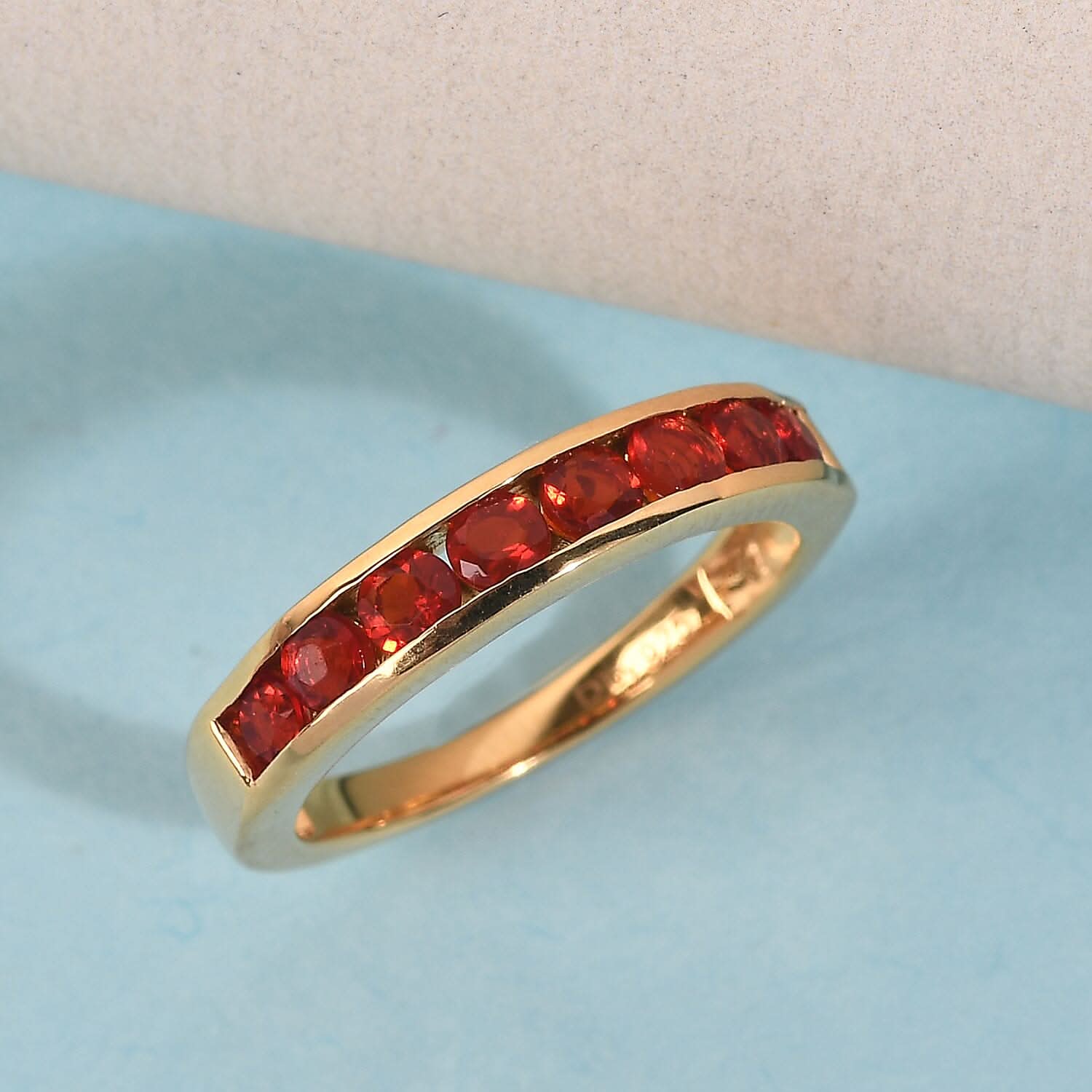 Crimson Fire Opal Half Eternity Band Ring in Vermeil Yellow Gold Over Sterling Silver 0.50 ctw (2)