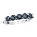 Christmas Doorbuster Deals Indigo Sapphire 5 Stone Ring in Platinum Over Sterling Silver (Size 10.0) 1.00 ctw - Sticky add to cart bar