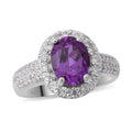 Lab Created Alexandrite and Natural White Zircon Halo Ring in Platinum Over Sterling Silver 3.70 ctw - Sticky add to cart bar