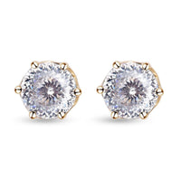 LUXORO 10K White Gold Portuguese Cut 161 Facet Moissanite VS-EF Stud Earrings 2.15 ctw