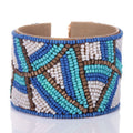 Handcrafted Multi Color Glass Seed Beaded Cuff Bracelet (Adjustable) - Sticky add to cart bar
