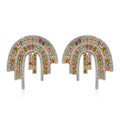 Multi-Tourmaline and White Zircon Rainbow Earrings in Vermeil Yellow Gold Over Sterling Silver 5.20 ctw - Sticky add to cart bar
