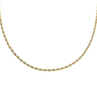 2mm Rope Necklace (24 Inches) in ION Plated YG Stainless Steel , Tarnish-Free, Waterproof, Sweat Proof Jewelry