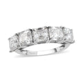 Asscher Cut Moissanite VS-EF 5 Stone Ring in Platinum Over Sterling Silver (Size 10.0) 3.35 ctw - Sticky add to cart bar