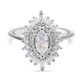 Simulated Garnet and White Diamond Cocktail Ring in Silvertone (Size 10.0) 1.85 ctw - Sticky add to cart bar