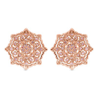 Pink Diamond Earrings, Natural Pink Diamond Earrings, Uncut Diamond Earrings, Sterling Silver Earrings, Latch Back Earrings, Floral Earrings 0.50 ctw