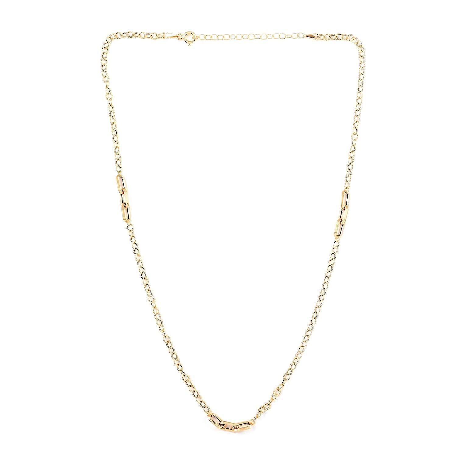 Maestro Gold Collection Italian 14K Yellow Gold 4.7mm Paper Clip Station Necklace 18-20 Inches 2.1 Grams