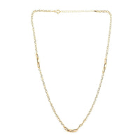 Maestro Gold Collection Italian 14K Yellow Gold 4.7mm Paper Clip Station Necklace 18-20 Inches 2.1 Grams