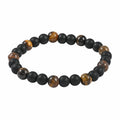 Tiger's Eye and Lava Stone Beaded Stretch Bracelet 18.00 ctw - Sticky add to cart bar