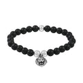 Lava Beaded Stretch Bracelet with Lion Head in Stainless Steel , Tarnish-Free, Waterproof, Sweat Proof Jewelry - Sticky add to cart bar