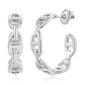 Mariner Link Hoop Earrings in Silvertone - Sticky add to cart bar