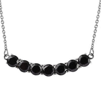 Thai Black Spinel Necklace 18 Inches in Stainless Steel 7.75 ctw