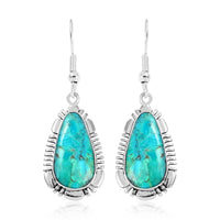 SANTA FE Style Kingman Turquoise Dangle Earrings in Sterling Silver 4.00 ctw