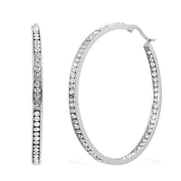 Simulated Diamond Hoop Earrings in Stainless Steel, Tarnish-Free, Waterproof, Sweat Proof Jewelry