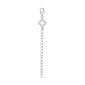 Simulated Diamond Plum Blossom Pattern Lobster Lock with 2 Inch Extender Chain in Rhodium Over Sterling Silver 0.20 ctw - Sticky add to cart bar