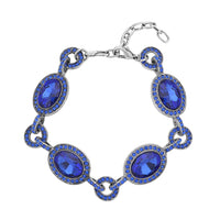 Simulated Blue Sapphire and Blue Austrian Crystal Bracelet in Silvertone (7.50 In)