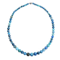 Chrysocolla 5-13mm Beaded Necklace (20 Inches) in Rhodium Over Sterling Silver 220.00 ctw
