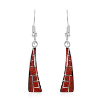 Santa Fe Style Coral Dangle Earrings in Sterling Silver