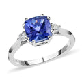 Certified & Appraised ILIANA 18K White Gold AAA Tanzanite and G-H SI Diamond Halo Ring (Size 6.0) 2.90 Grams 2.40 ctw - Sticky add to cart bar