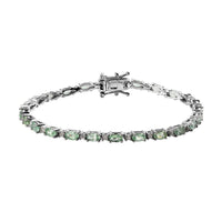 Merelani Mint Garnet and Natural White Zircon Bracelet in Platinum Over Sterling Silver (7.25 In) 8.65 Grams 6.00 ctw