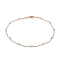 Italian 14K Rose Gold Over Sterling Silver 3.2mm Station Oval Moon Cut Bead Anklet (10 in) 2.30 Grams - Sticky add to cart bar