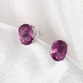Pink Fluorite Solitaire Stud Earrings in Sterling Silver 3.30 ctw - Sticky add to cart bar