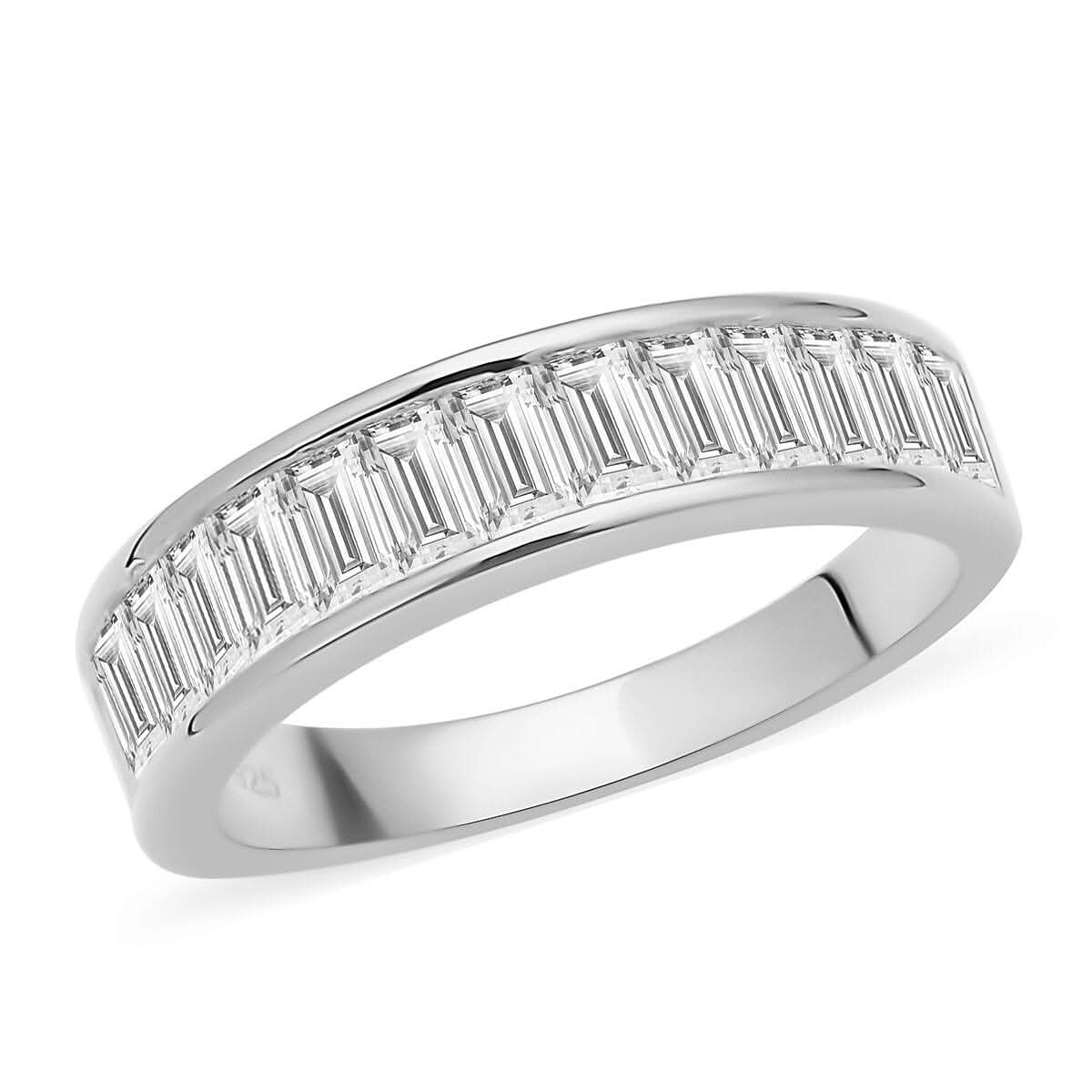 White Moissanite VS-EF Half Eternity Band Ring in Sterling Silver 1.75 ctw