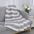 HOMESMART Beige Stripe Pattern Microfiber, Rabbit Fur Layer Reversible Blanket (59"x78") - Sticky add to cart bar