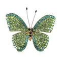 Green, Black and Green Magic Color Austrian Crystal Butterfly Brooch in Goldtone - Sticky add to cart bar