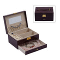Wine Red Croc Embossed 2 Layer Faux Leather Jewelry Box with Lock and Key (8.4"x6.8"x4.5") - Sticky add to cart bar