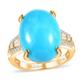 ILIANA 18K Yellow Gold AAA American Natural Sleeping Beauty Turquoise and G-H I1 Diamond Ring (Size 10.0) 4.75 Grams 10.40 ctw - Sticky add to cart bar