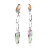 Artisan Crafted Rough Cut Ethiopian Welo Opal Earrings in Sterling Silver 5.50 ctw