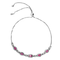 Premium Mozambique Ruby and White Zircon Bolo Bracelet in Platinum Over Sterling Silver 1.35 ctw