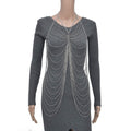 Layered Design Body Chain 20.50 Inches in Silvertone - Sticky add to cart bar